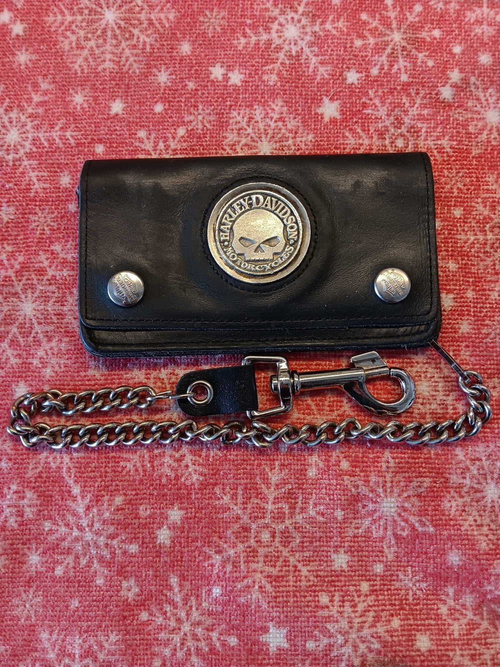 Retro ! Harley-Davidson Black Leather Chain Wallet